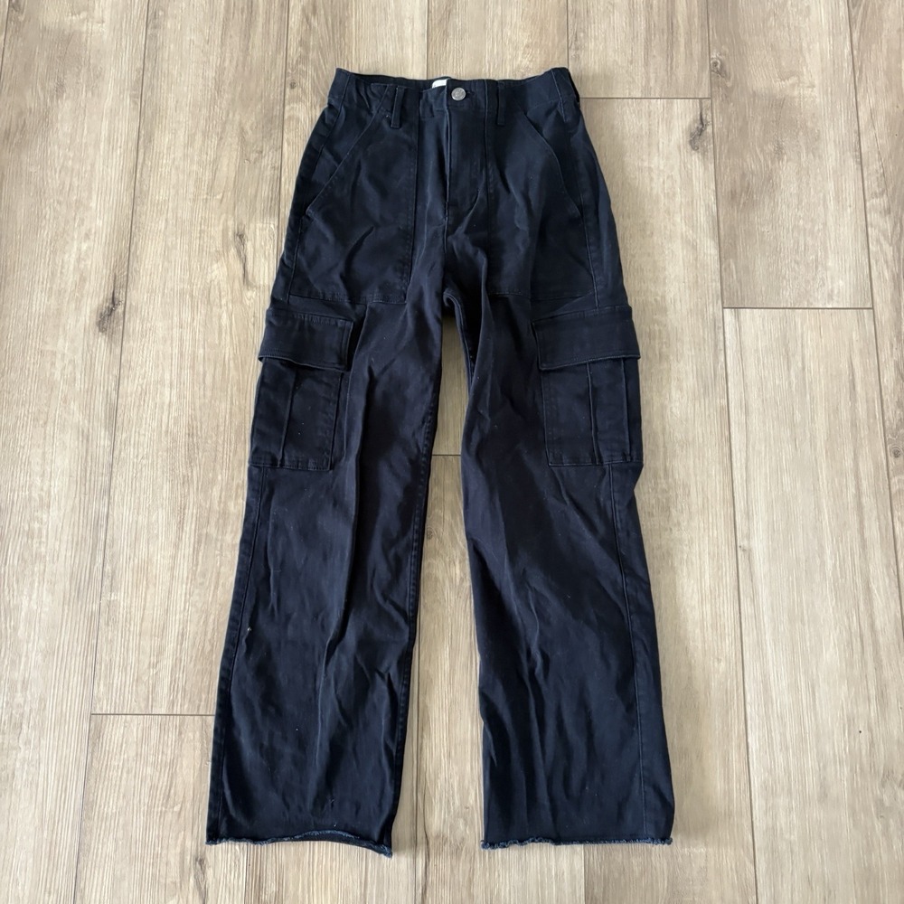 Hollister Ultra High Rise Baggy Cargo Pants Women Size XS Black Casual